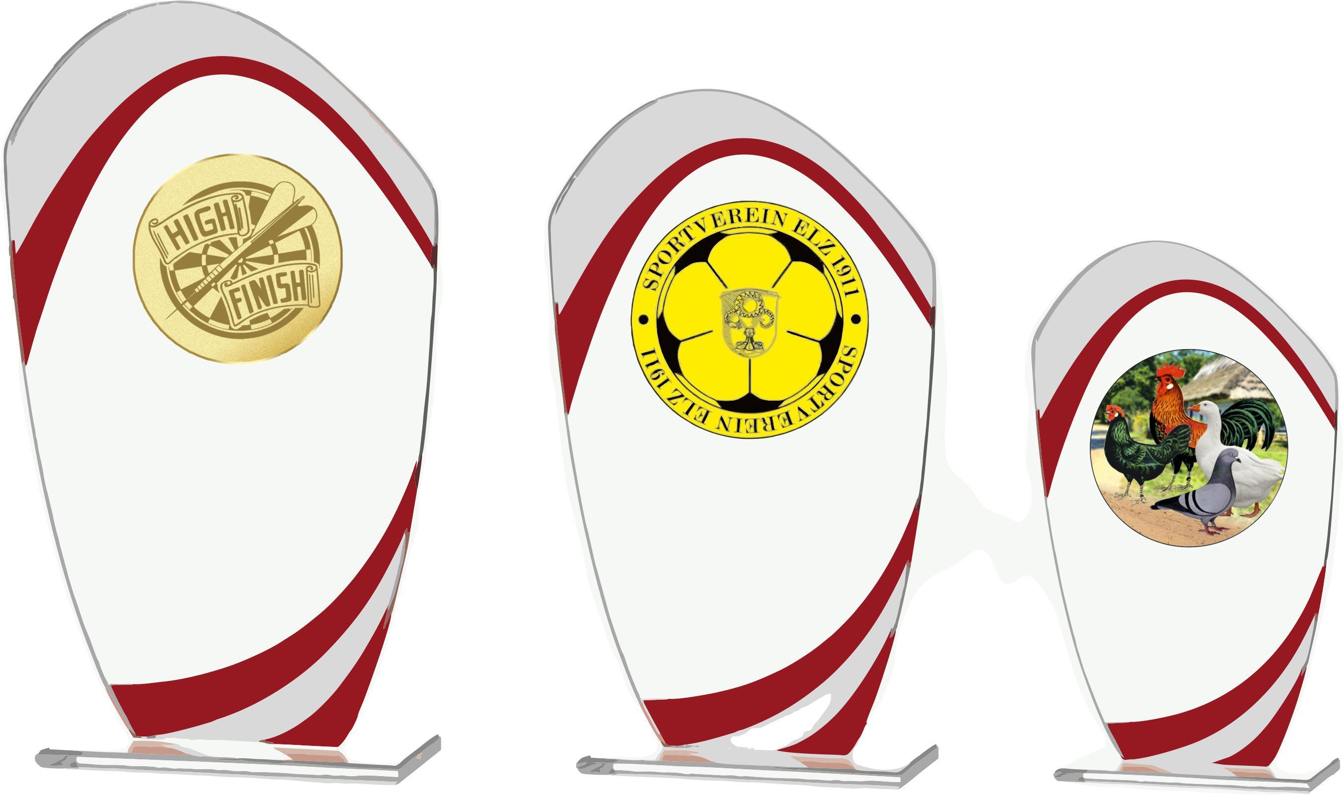 Glaspokal mit roten Akzenten in 3 Größen Lieferbar