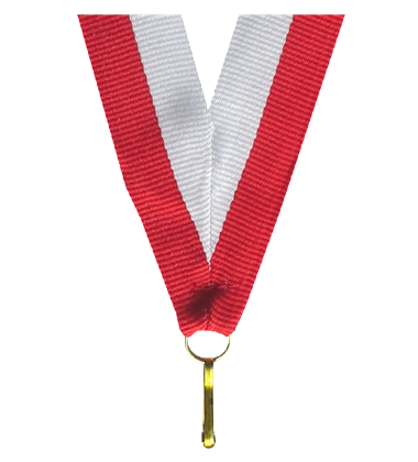 Medaillenband V2 Rot/Weiß Lieferbar in Breite 22mm u. 11mm