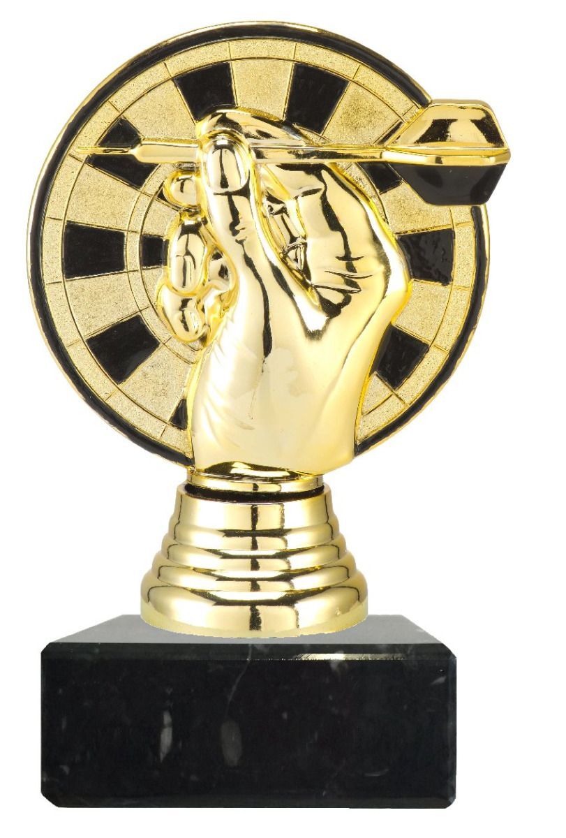 Dart Pokal mit Dartscheibe Liferbar in Gold