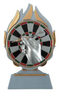 Dart Pokal mit Dartscheibe aus Resin Lieferbar in G/S/B